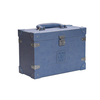 Maleta de alta calidad con caja de perfume de cuero de PU de grano ondulado azul neblina para viaje