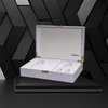 Caja de embalaje de perfume de cuero bordado blanco de lujo para regalo